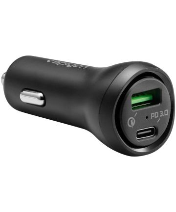Spigen F31QC USB-C Quick Charge Oplader Auto Zwart Opladers
