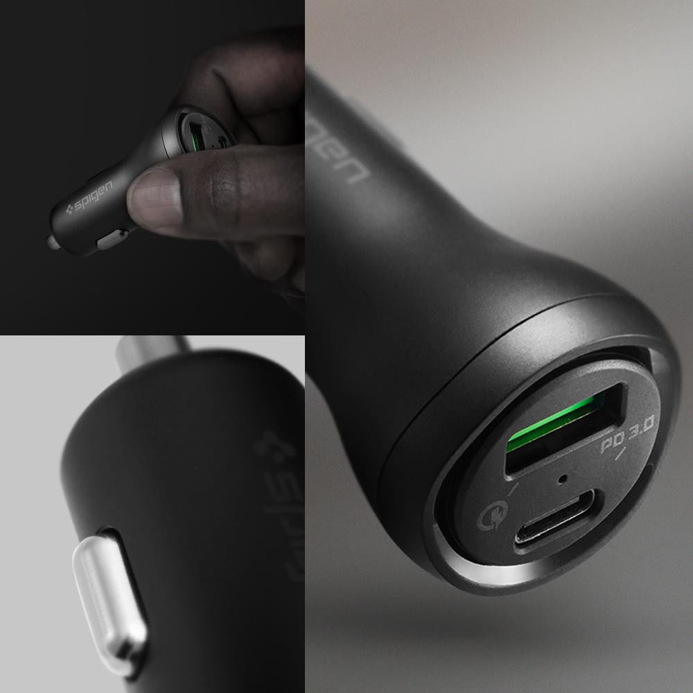 Spigen F31QC USB-C Quick Charge 45W Oplader Auto Zwart afbeelding 3