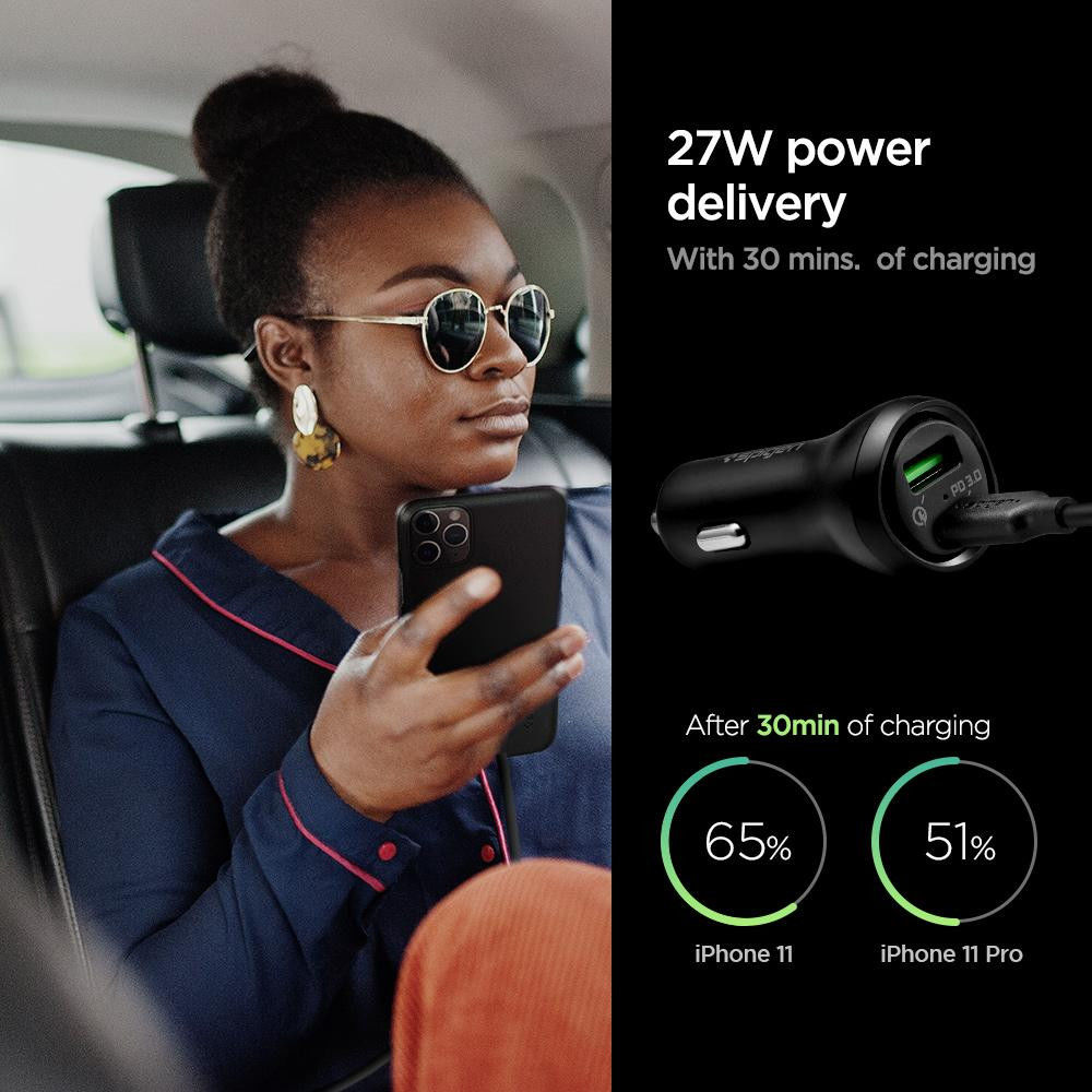 Spigen F31QC USB-C Quick Charge 45W Oplader Auto Zwart afbeelding 5
