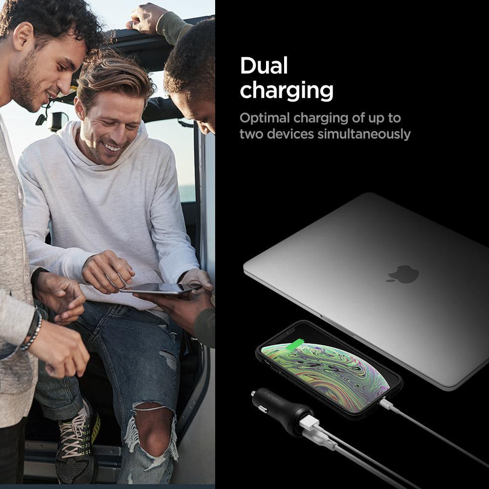 Spigen F31QC USB-C Quick Charge 45W Oplader Auto Zwart afbeelding 6