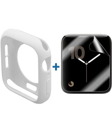 Apple Watch 40MM Hoesje Flexibel TPU met Folie Screenprotector Wit Cases