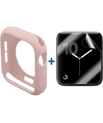 Apple Watch 40MM Hoesje Flexibel TPU met Folie Screenprotector Roze Cases