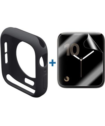 Apple Watch 40MM Hoesje Flexibel TPU met Folie Screenprotector Zwart Cases