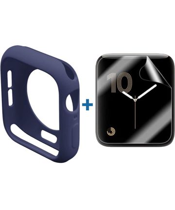 Apple Watch 40MM Hoesje Flexibel TPU met Folie Screenprotector Blauw Cases