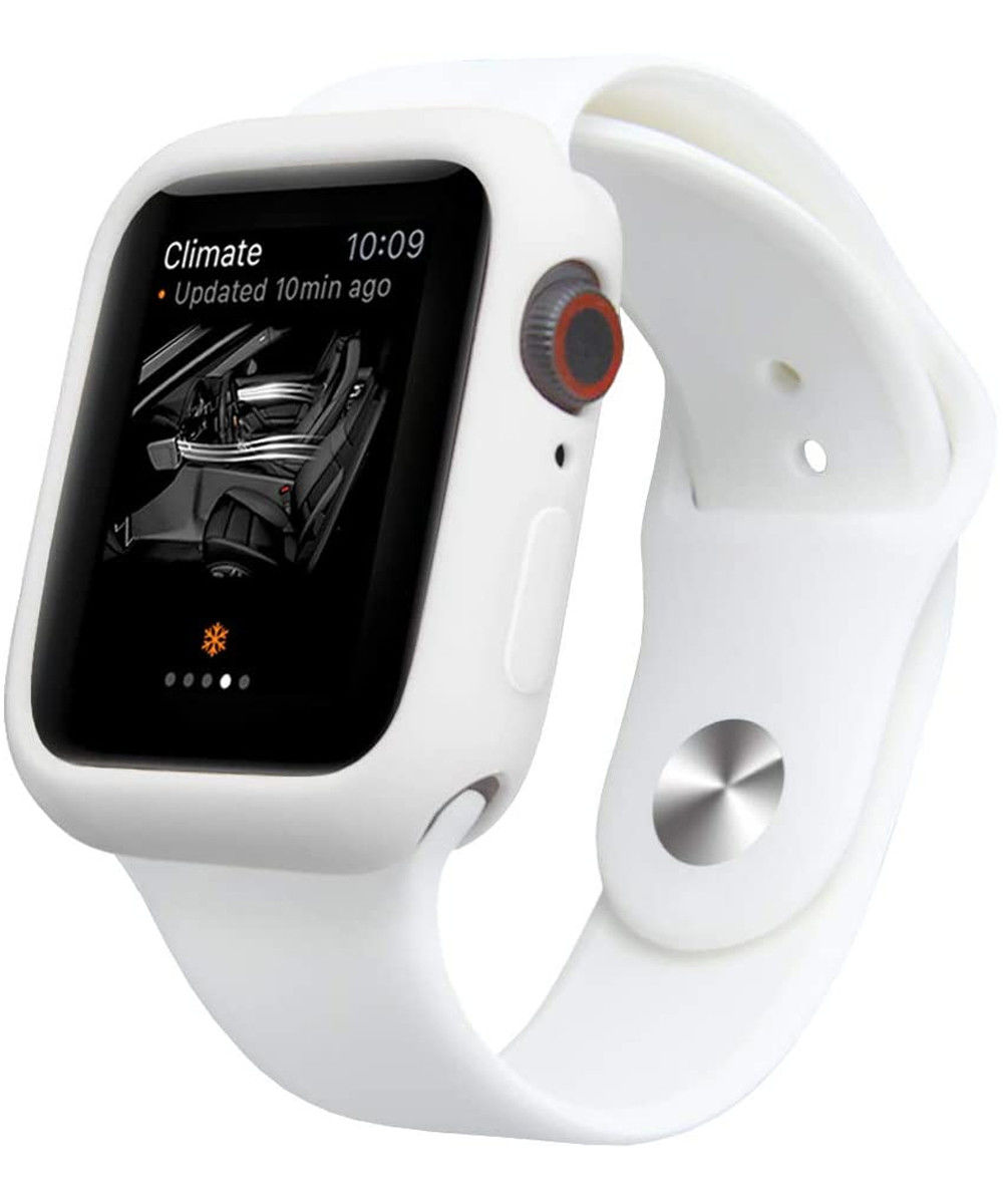 Apple Watch 44MM Hoesje Flexibel TPU met Folie Screenprotector Wit afbeelding 2