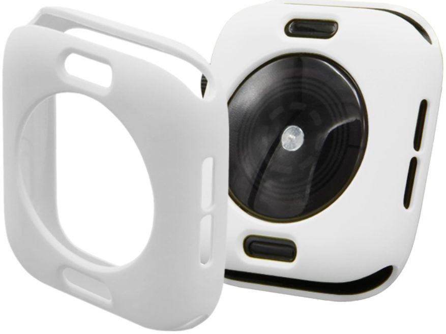 Apple Watch 44MM Hoesje Flexibel TPU met Folie Screenprotector Wit afbeelding 6