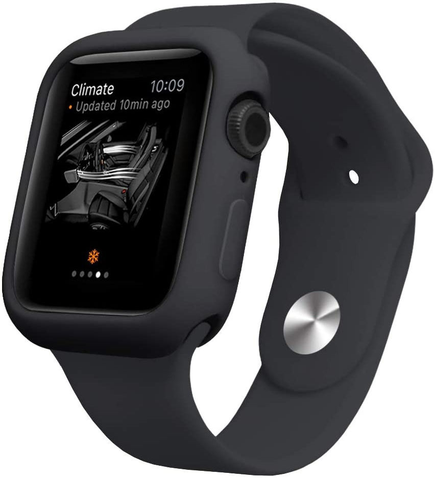 Apple Watch 44MM Hoesje Flexibel TPU met Folie Screenprotector Zwart afbeelding 2
