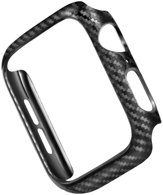 Apple Watch 44MM Hoesje Carbon TPU Bumper met Screenprotector Zwart afbeelding 4