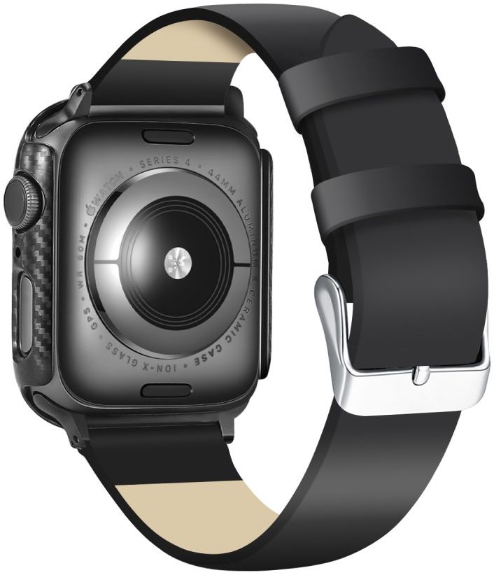 Apple Watch 44MM Hoesje Carbon TPU Bumper met Screenprotector Zwart afbeelding 5