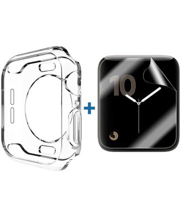 Apple Watch 44MM Hoesje Flexibel TPU met Folie Screenprotector Clear Cases