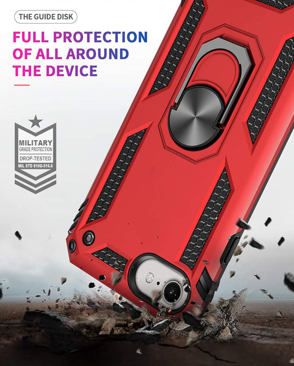 Apple iPhone SE (2020) / 8 / 7 Draaibaar Stand Hoesje TPU Rood afbeelding 2