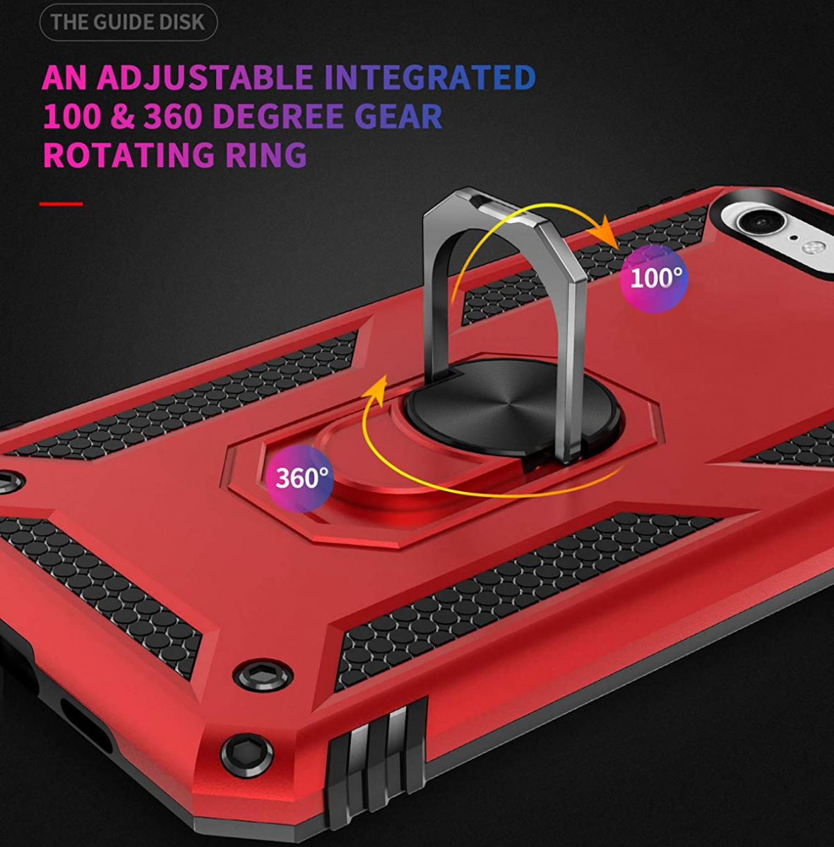 Apple iPhone SE (2020) / 8 / 7 Draaibaar Stand Hoesje TPU Rood afbeelding 4