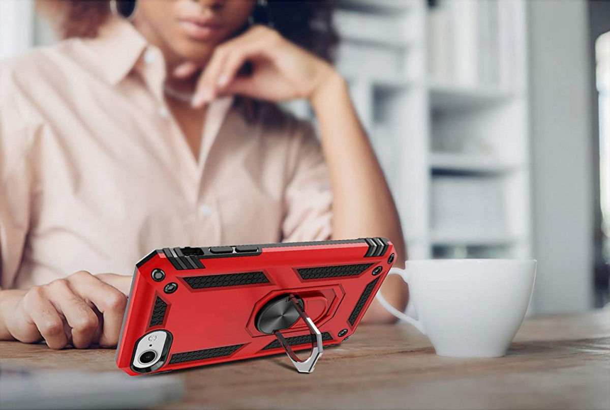 Apple iPhone SE (2020) / 8 / 7 Draaibaar Stand Hoesje TPU Rood afbeelding 6