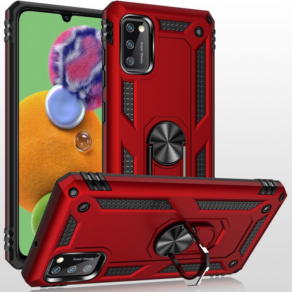 Samsung Galaxy A41 Hybride Hoesje met Kickstand Rood afbeelding 2