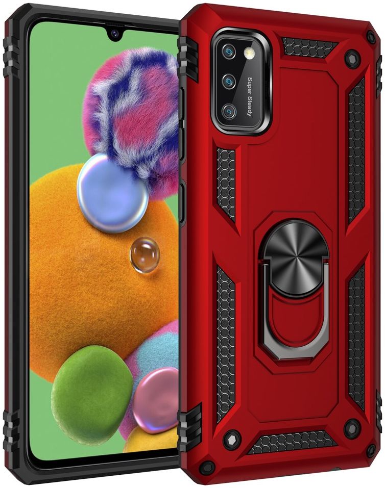 Samsung Galaxy A41 Hybride Hoesje met Kickstand Rood afbeelding 1