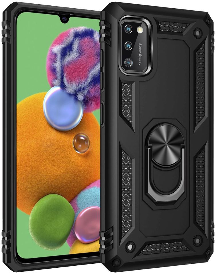 Samsung Galaxy A41 Hybride Hoesje met Kickstand Zwart afbeelding 1