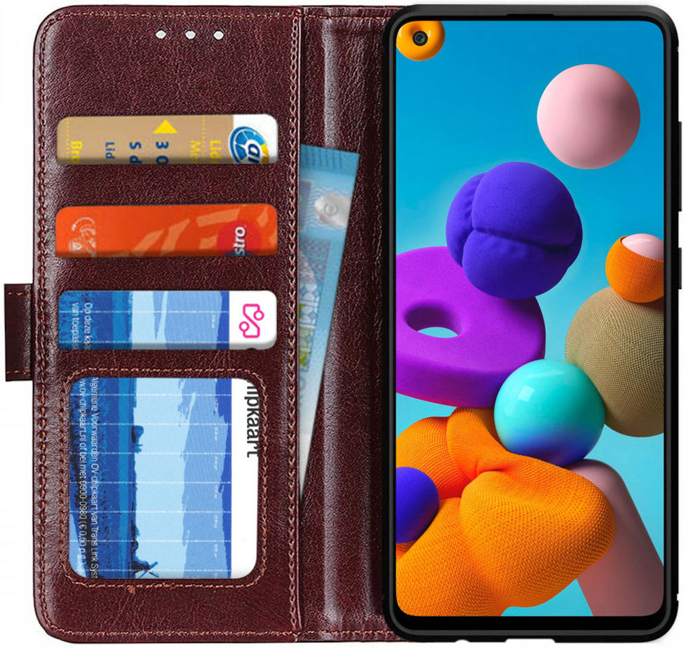 Samsung Galaxy A21s Vintage Portemonnee Hoesje Bruin afbeelding 1