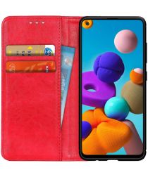 Samsung Galaxy A21s Crazy Horse Leather Wallet Case Rood