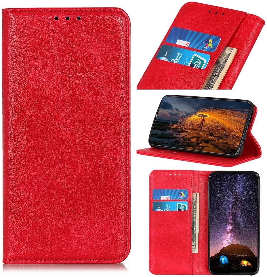 Samsung Galaxy A21s Crazy Horse Leather Wallet Case Rood afbeelding 2