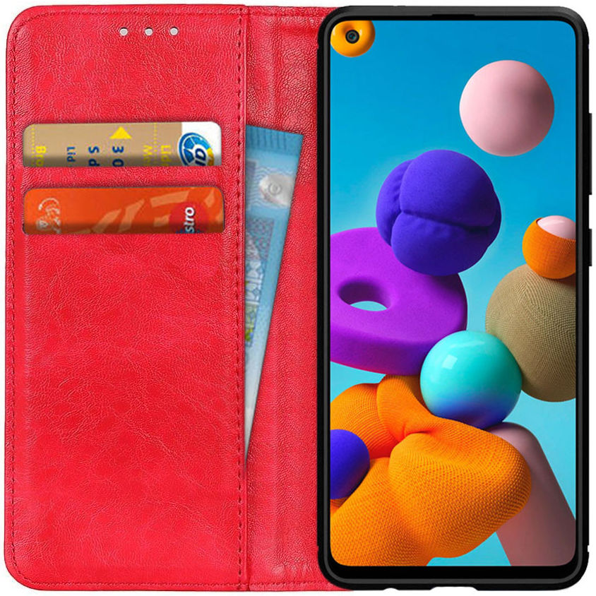 Samsung Galaxy A21s Crazy Horse Leather Wallet Case Rood afbeelding 1