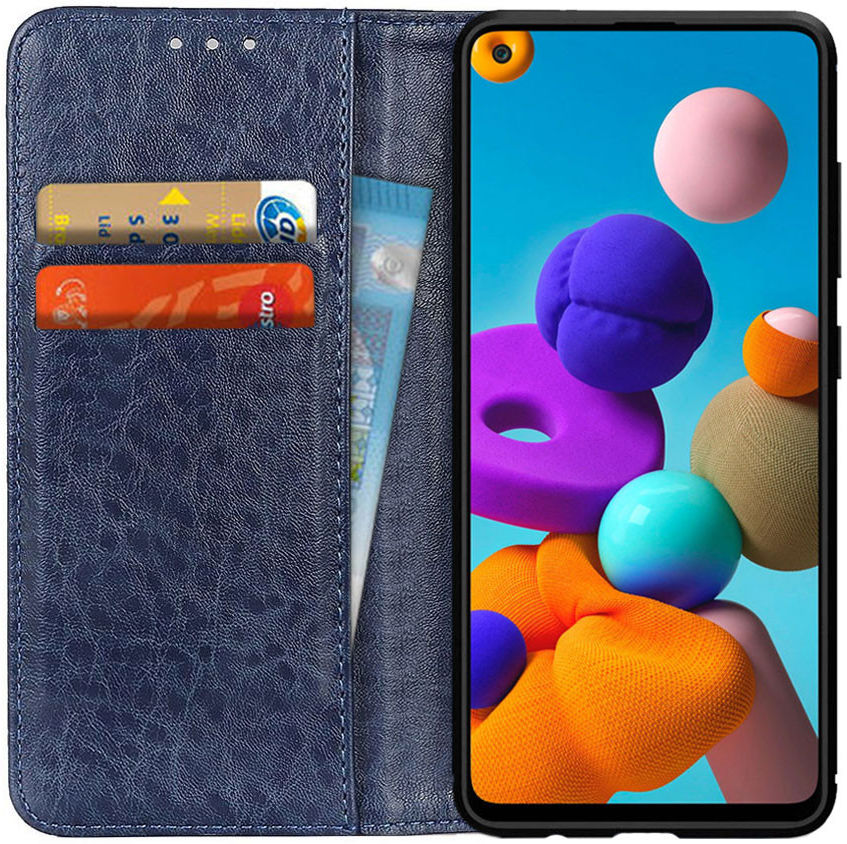 Samsung Galaxy A21s Crazy Horse Leather Wallet Case Blauw afbeelding 1