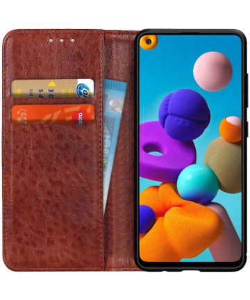 Samsung Galaxy A21s Crazy Horse Leather Wallet Case Bruin Hoesjes