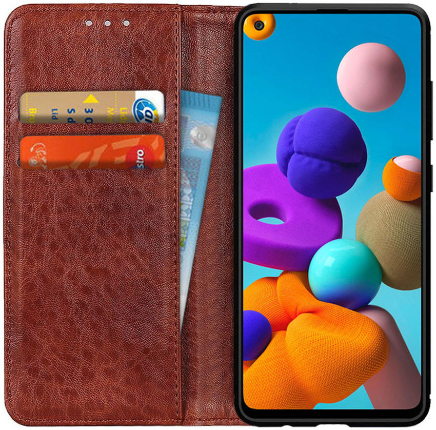 Samsung Galaxy A21s Crazy Horse Leather Wallet Case Bruin afbeelding 1