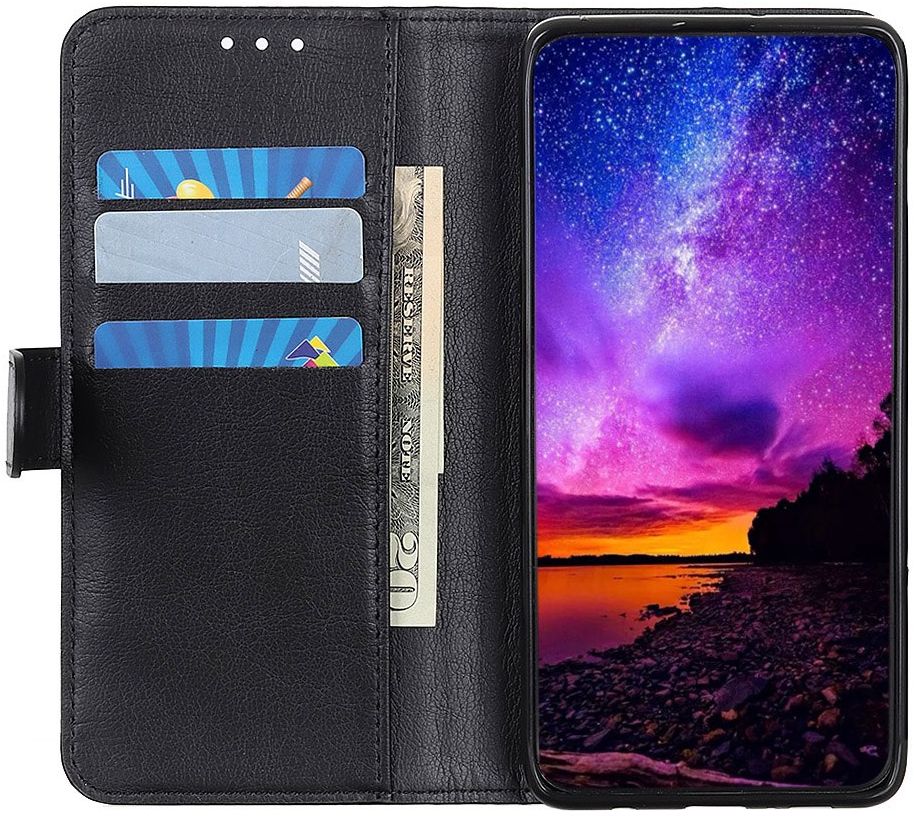 LG V60 ThinQ 5G Hoesje Wallet Stand Kunst Leer Zwart afbeelding 4