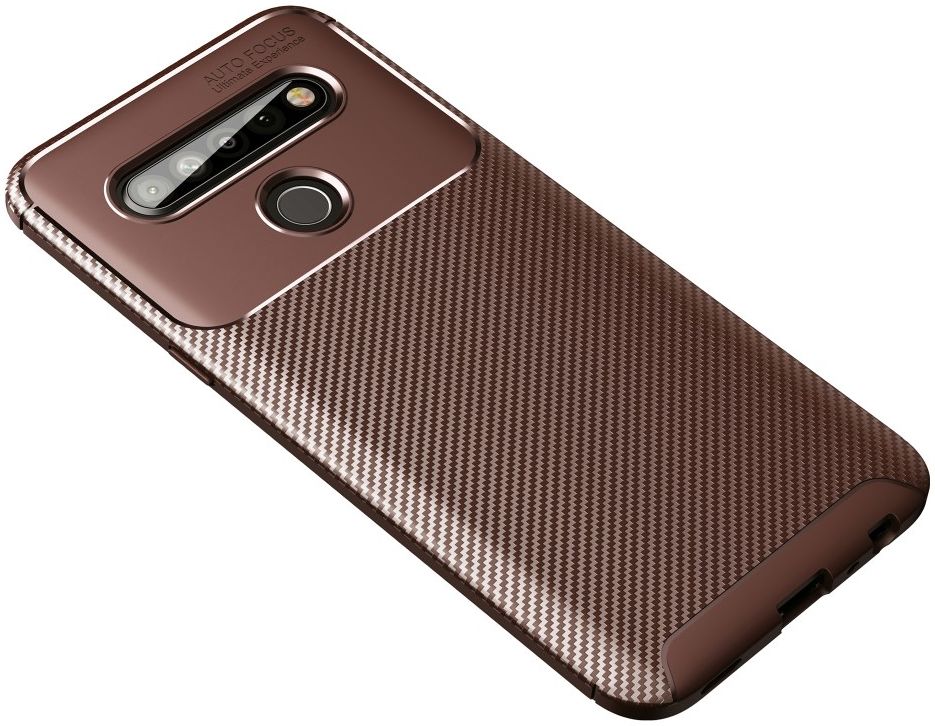 Drop Resistant Carbon Fiber TPU Shell Case for LG K61 - Brown afbeelding 1