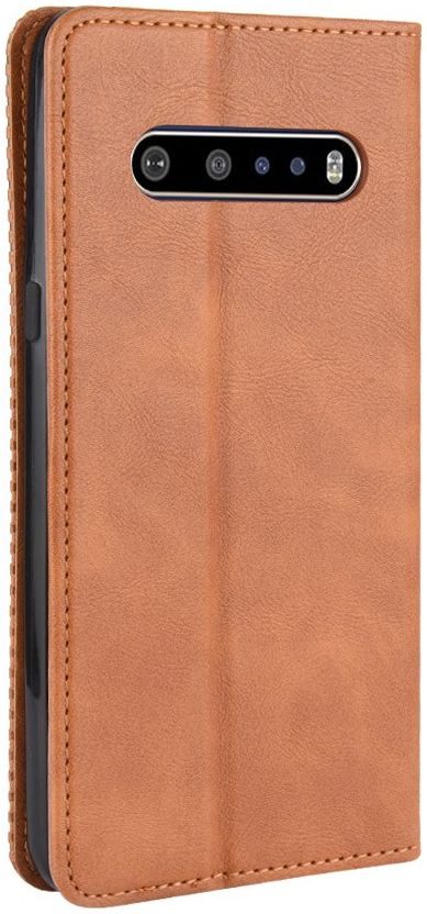 LG V60 Retro Stijl Kunstleren Portemonnee Hoesje Bruin afbeelding 3