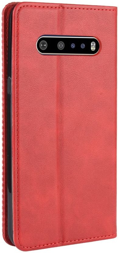 LG V60 Retro Stijl Kunstleren Portemonnee Hoesje Rood afbeelding 6