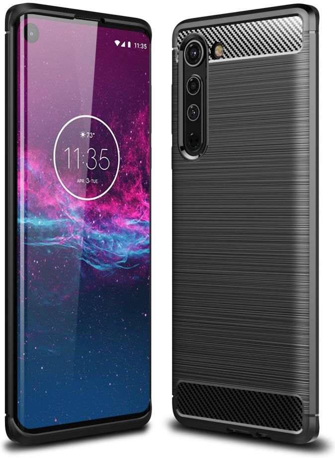 Motorola Edge Geborsteld TPU Hoesje Zwart afbeelding 1