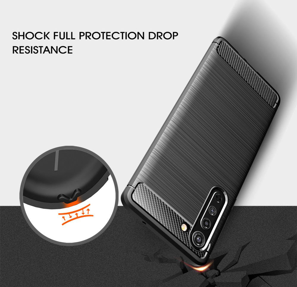 Motorola Edge Geborsteld TPU Hoesje Zwart afbeelding 2
