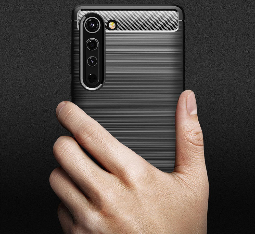 Motorola Edge Geborsteld TPU Hoesje Zwart afbeelding 4