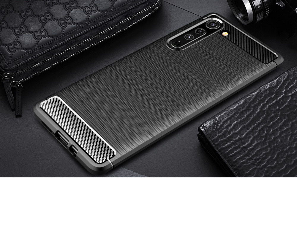 Motorola Edge Geborsteld TPU Hoesje Zwart afbeelding 6
