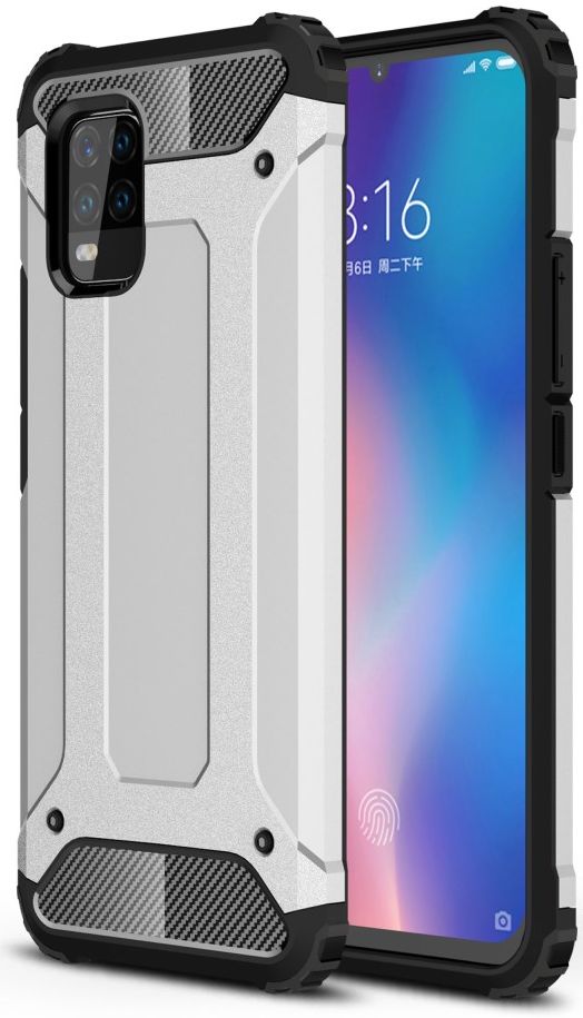 Xiaomi Mi 10 Lite Hoesje Shock Proof Hybride Back Cover Zilver afbeelding 1