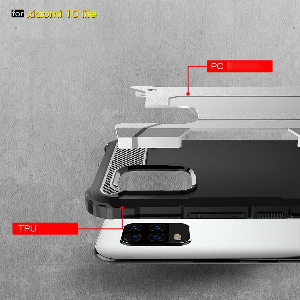 Xiaomi Mi 10 Lite Hoesje Shock Proof Hybride Back Cover Blauw afbeelding 5
