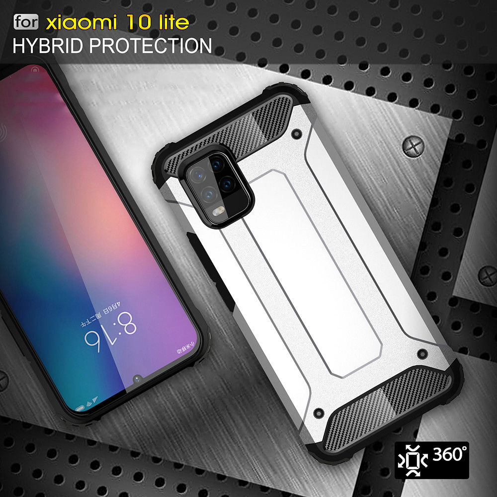 Xiaomi Mi 10 Lite Hoesje Shock Proof Hybride Back Cover Blauw afbeelding 9