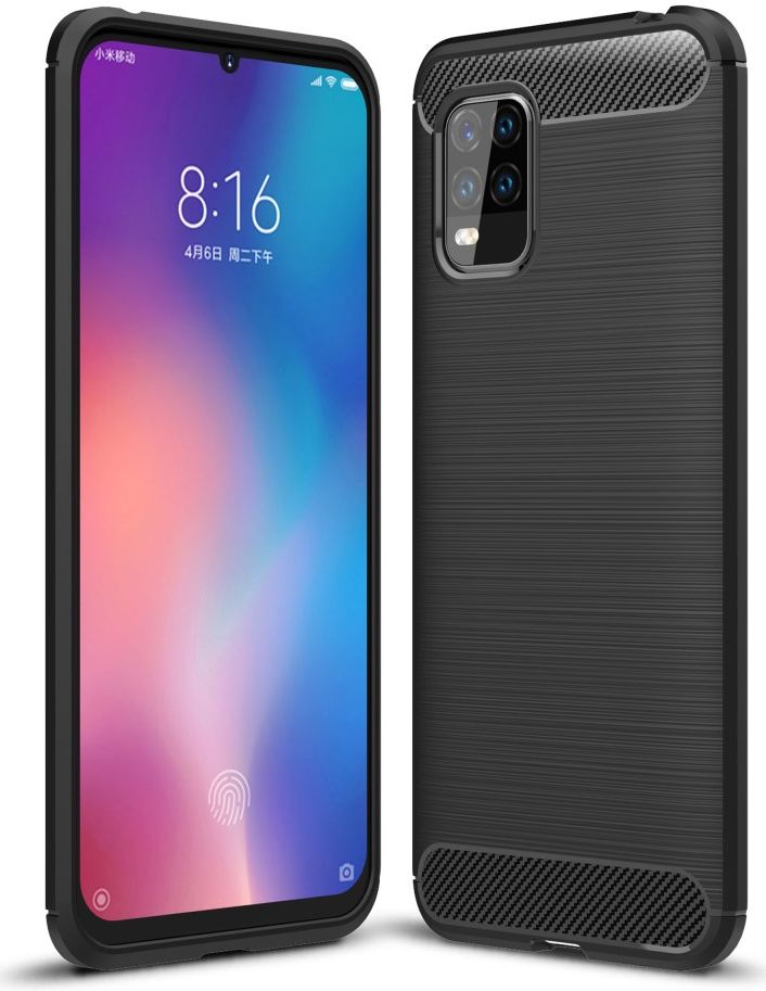 Xiaomi Mi 10 Lite Hoesje Geborsteld TPU fexibele Back Cover Zwart afbeelding 1