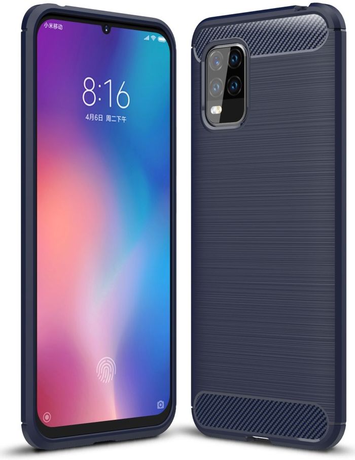 Xiaomi Mi 10 Lite Hoesje Geborsteld TPU Flexibele Back Cover Blauw afbeelding 1