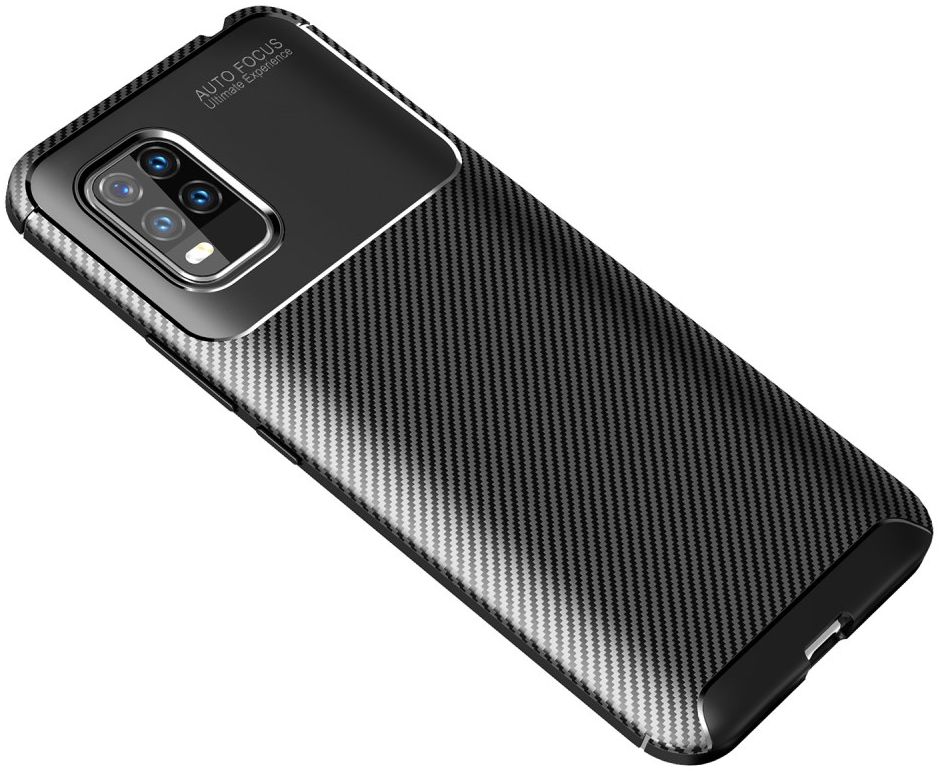 Xiaomi Mi 10 Lite Hoesje Geborsteld Carbon Flexibele Back Cover Zwart afbeelding 1