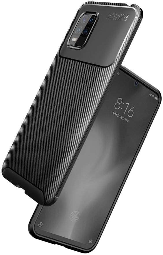 Xiaomi Mi 10 Lite Hoesje Geborsteld Carbon Flexibele Back Cover Zwart afbeelding 2