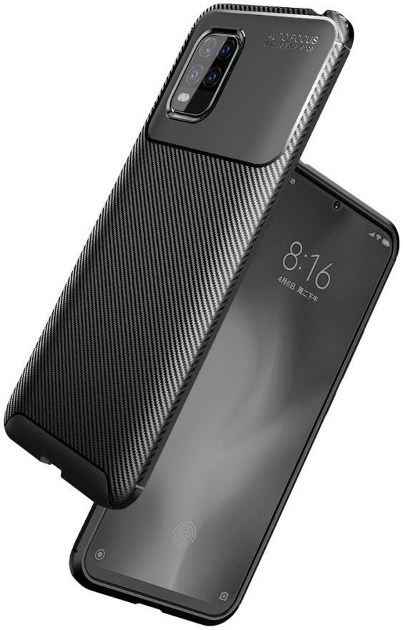 Xiaomi Mi 10 Lite Hoesje Geborsteld Carbon Flexibele Back Cover Bruin afbeelding 2