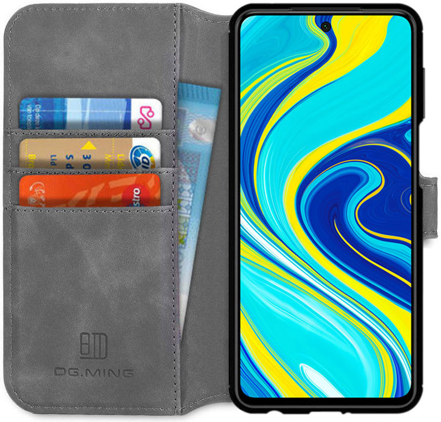 DG Ming Retro Portemonnee Xiaomi Redmi Note 9S / 9 Pro Hoesje Grijs afbeelding 1