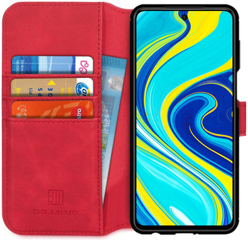 DG Ming Retro Portemonnee Xiaomi Redmi Note 9S / 9 Pro Hoesje Rood afbeelding 1