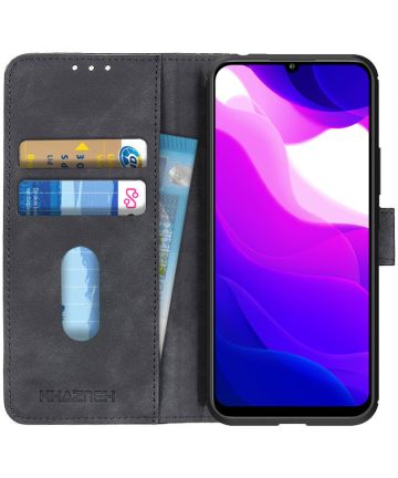 KHAZNEH Xiaomi MI 10 Lite 5G Hoesje Retro Wallet Book Case Zwart Hoesjes