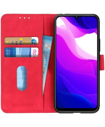 KHAZNEH Xiaomi MI 10 Lite 5G Hoesje Retro Wallet Book Case Rood Hoesjes