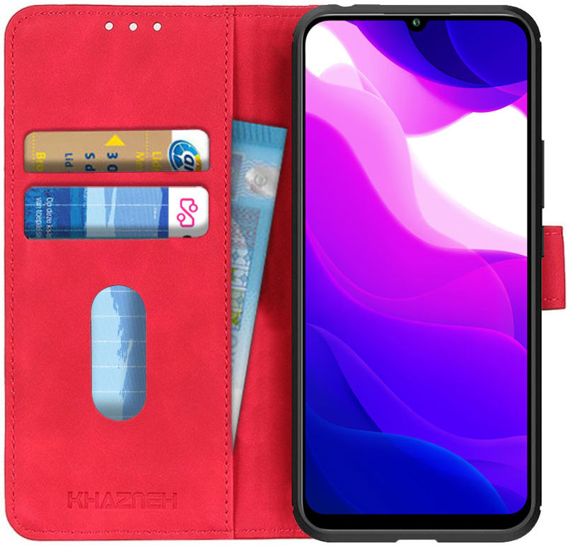 KHAZNEH Xiaomi MI 10 Lite 5G Hoesje Retro Wallet Book Case Rood afbeelding 1