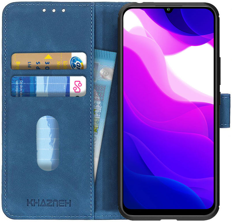 KHAZNEH Xiaomi MI 10 Lite 5G Hoesje Retro Wallet Book Case Blauw afbeelding 1