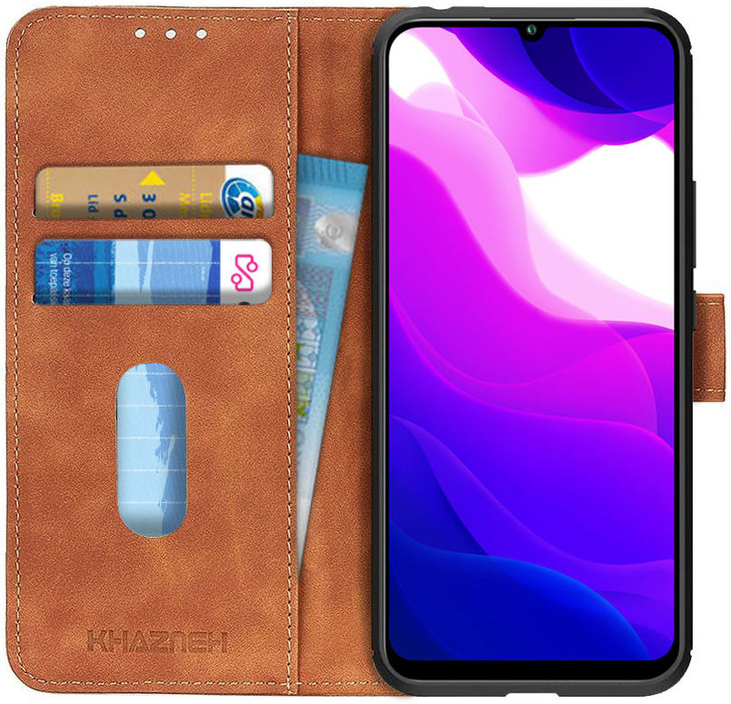KHAZNEH Xiaomi MI 10 Lite 5G Hoesje Retro Wallet Book Case Bruin afbeelding 1